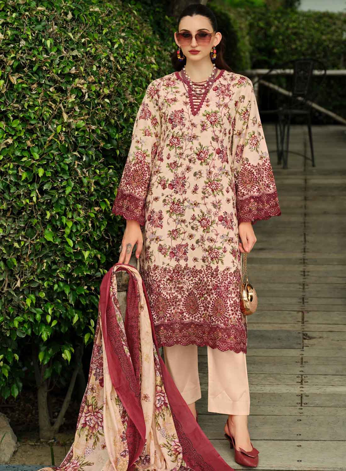 Pure Cotton Unstitched Pakistani Suit Dress Material with Embroidery