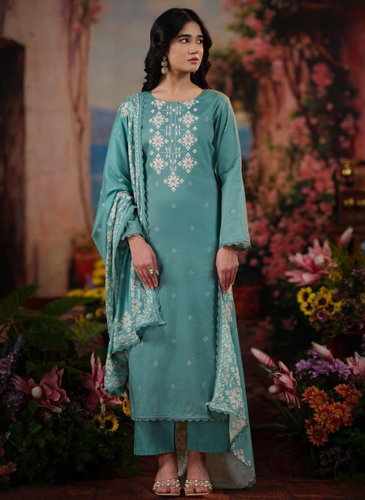 Unstitched Pure Cotton Suit Dress Material with Hand Work for Women