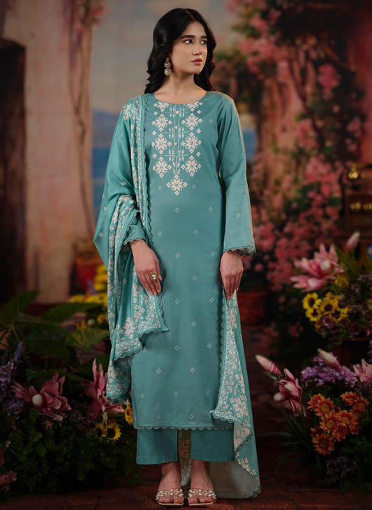Unstitched Pure Cotton Suit Dress Material with Hand Work for Women