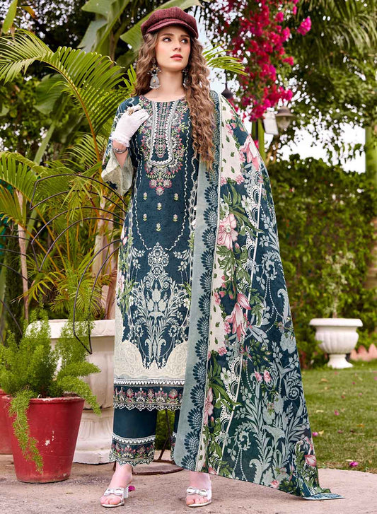 Pure Cotton Unstitched Pakistani Suit Material with Embroidery