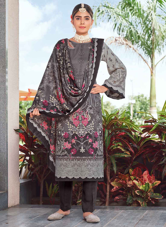 Pakistani Print Pashmina Winter Suit Dress Material for Ladies