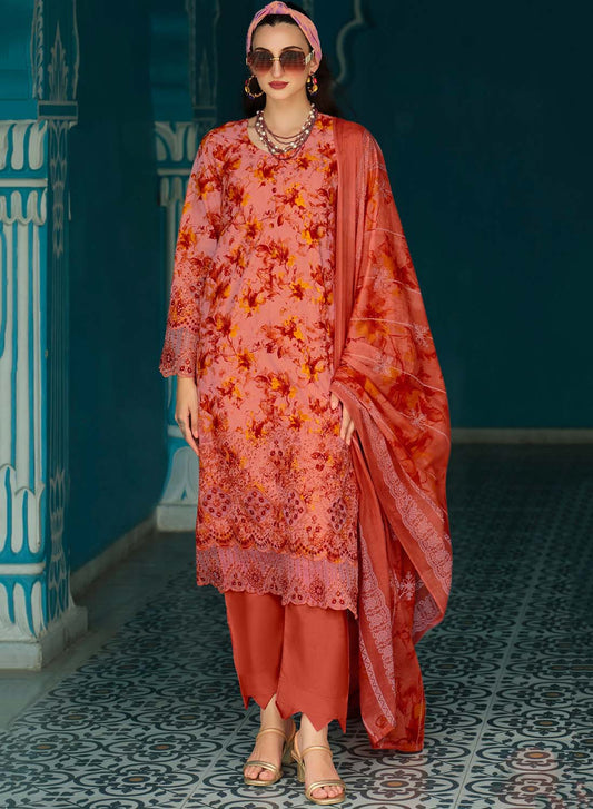 Pure Cotton Unstitched Pakistani Suit Material with Embroidery