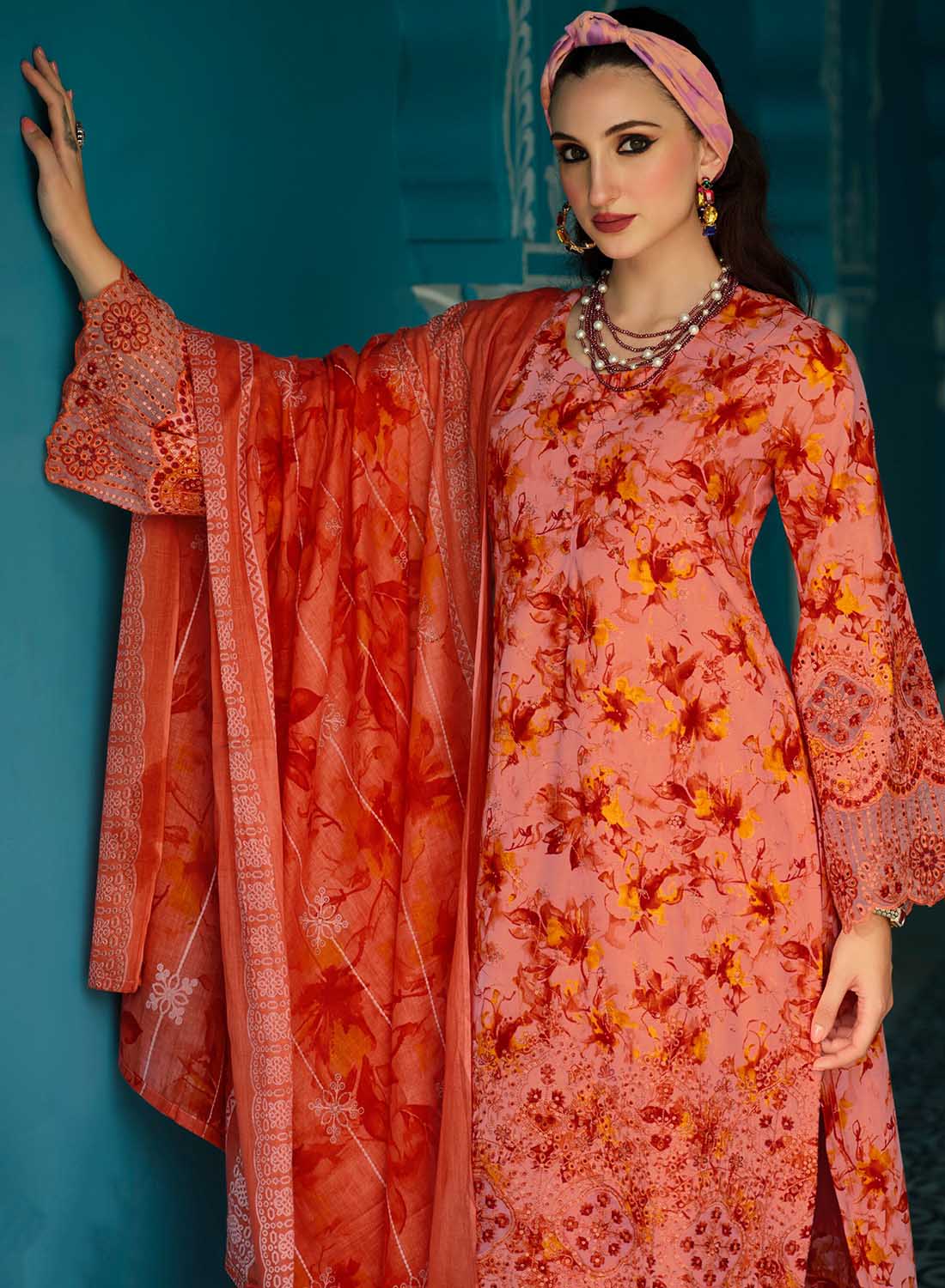 Pure Cotton Unstitched Pakistani Suit Material with Embroidery
