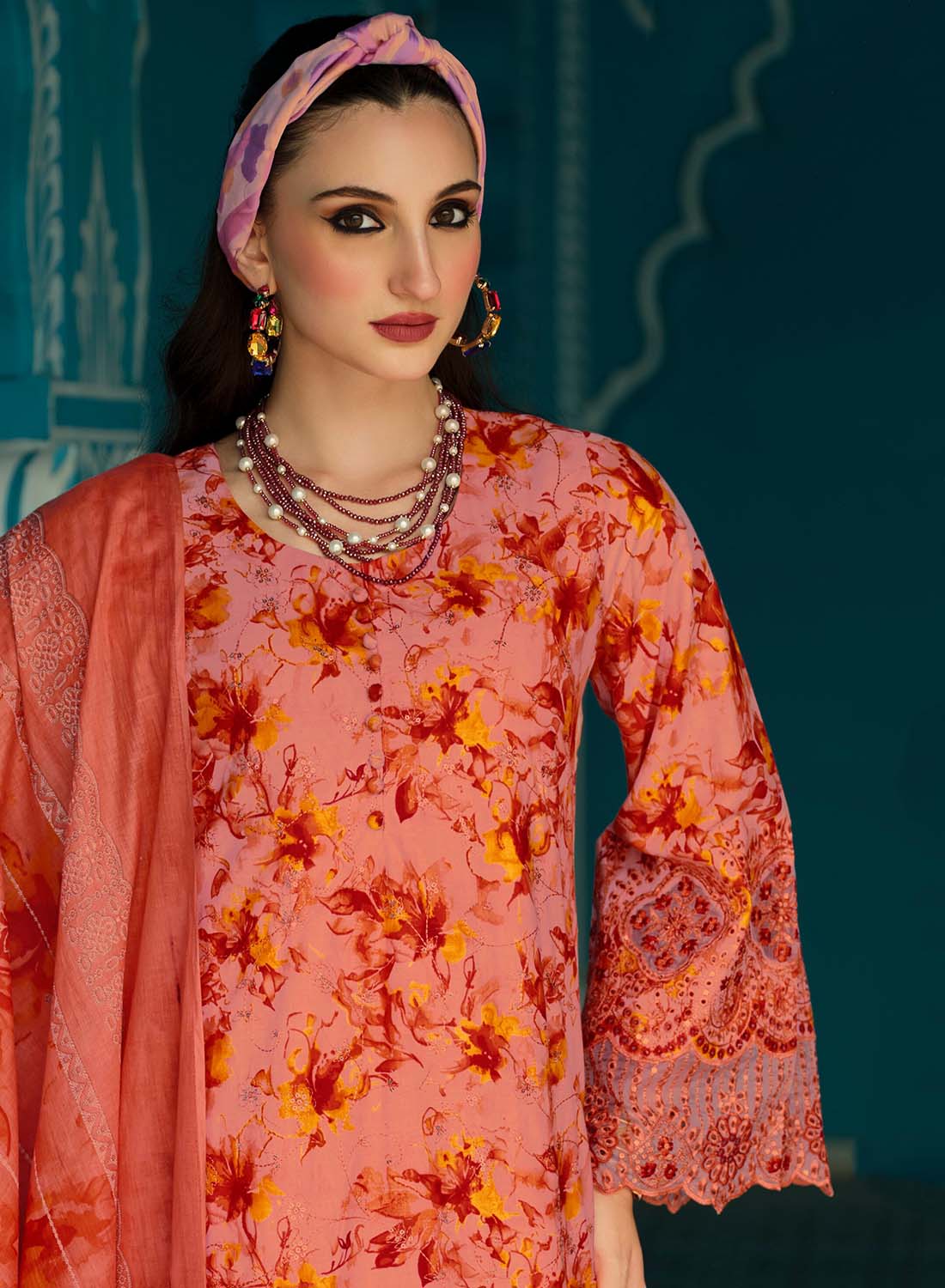 Pure Cotton Unstitched Pakistani Suit Material with Embroidery