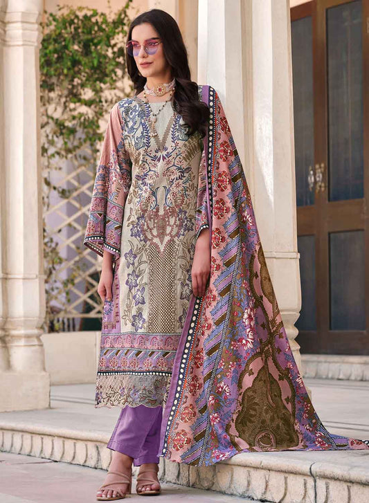 Pure Cotton Pakistani Print Unstitched Salwar Suit Material for Women