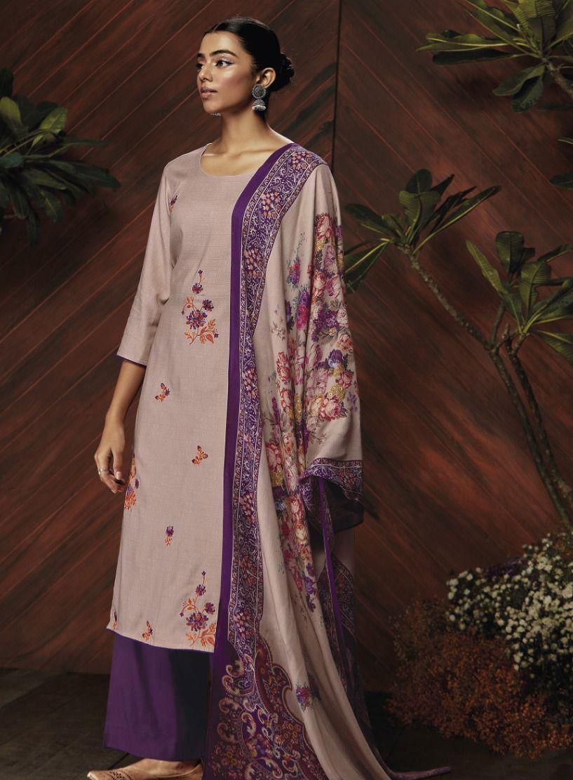 Ganga Woolen Pashmina Winter Suit Dress Material for Women Ganga