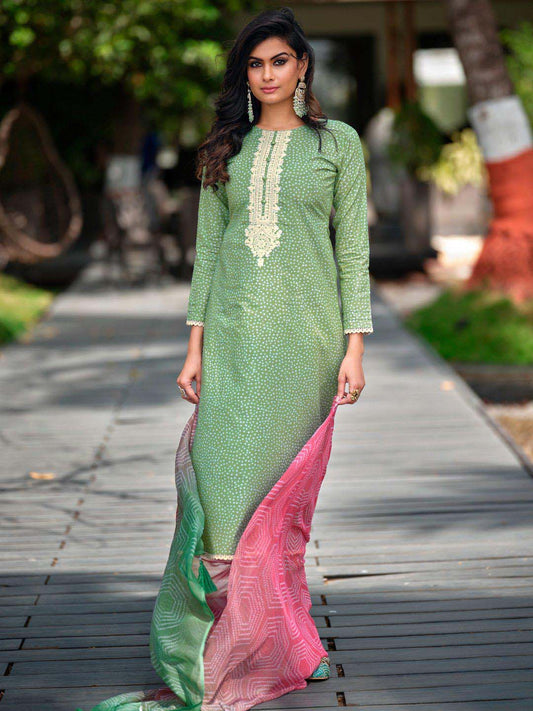 Pure Lawn Cotton Unstitched Women Suit Dress Material Green Kilory Trends