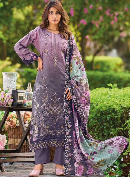 Pure Cotton Unstitched Pakistani Suit Material for Women with Embroidery