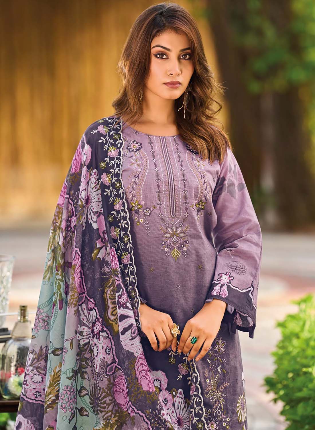 Pure Cotton Unstitched Pakistani Suit Material for Women with Embroidery