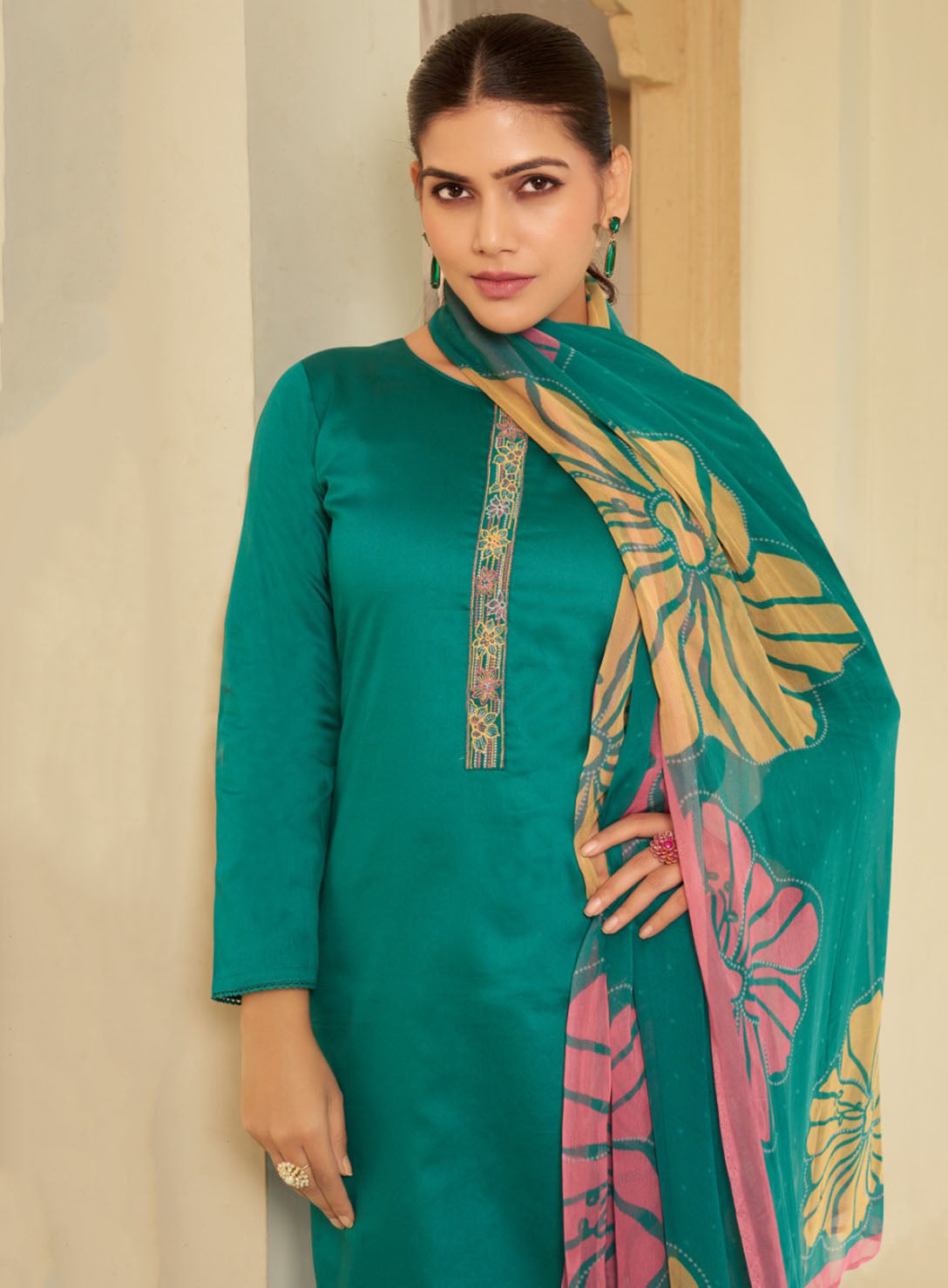 Cotton Satin Unstitched Suit Fabric Dress Material for Women