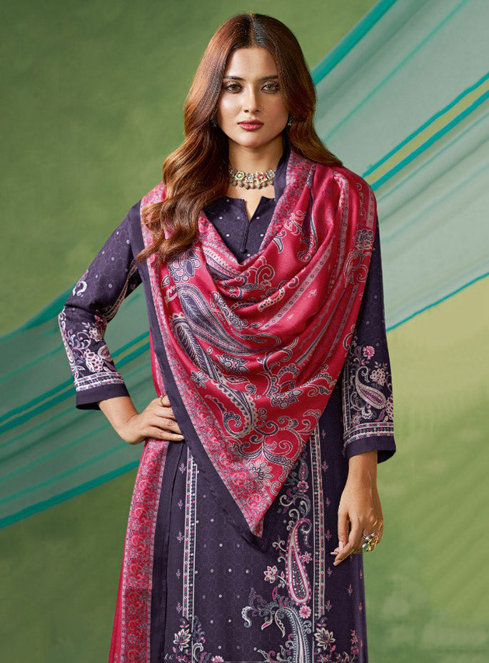 Warm Pashmina Winter Unstitched Salwar Suit Material for Women