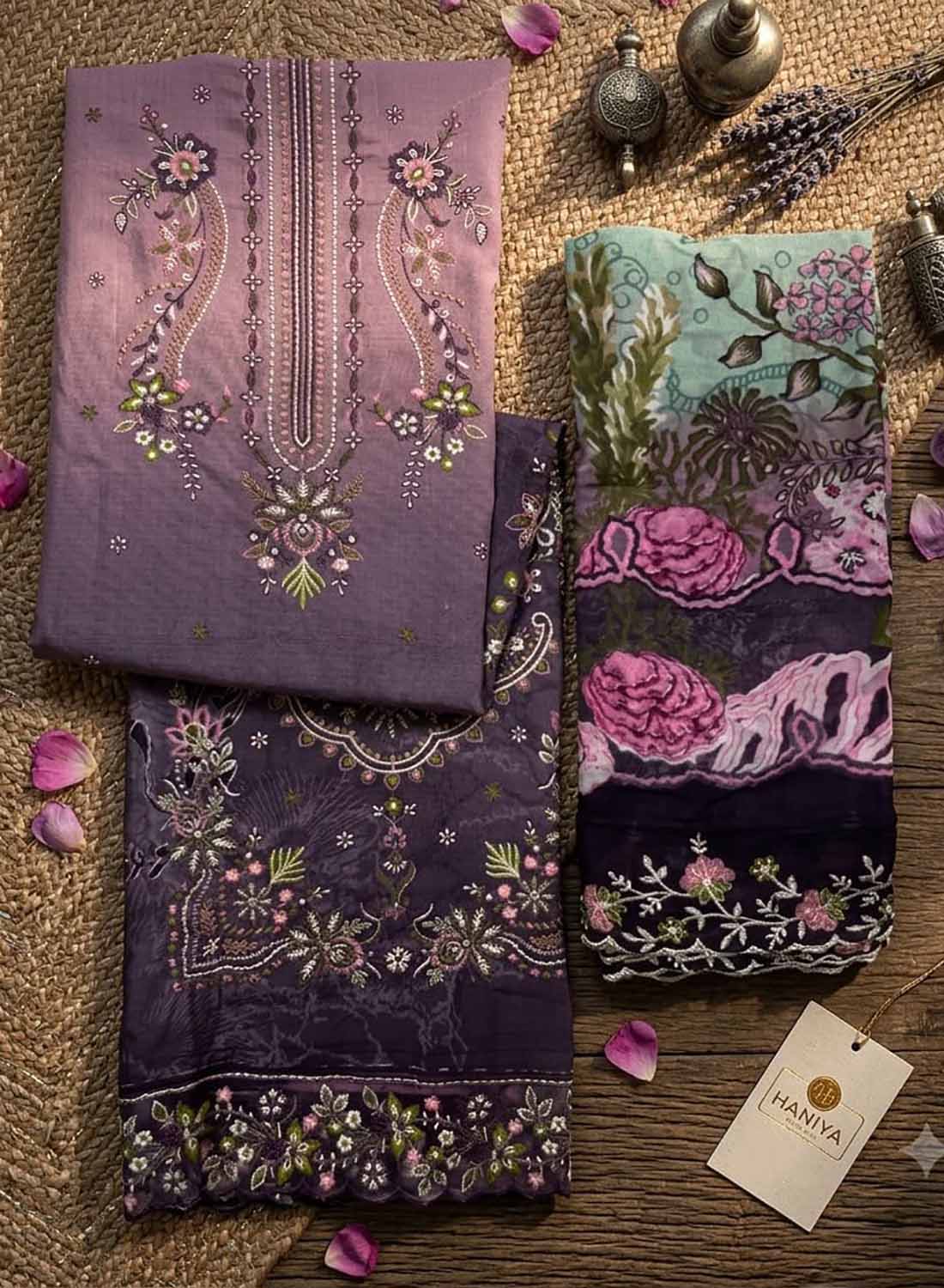 Pure Cotton Unstitched Pakistani Suit Material for Women with Embroidery