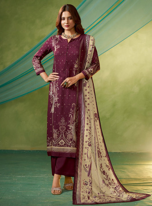 Latest Pashmina Winter Unstitched Salwar Suit Material for Women