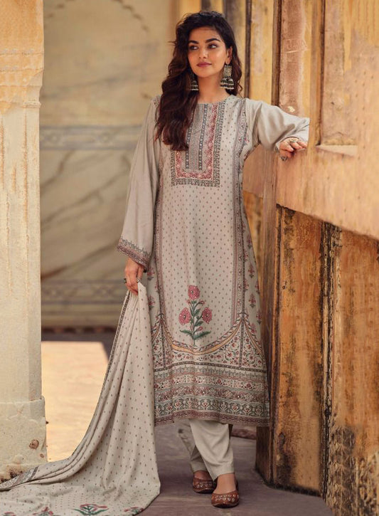 Pure Viscose Pashmina Shimmer Unstitched Winter Salwar Suit Fabric