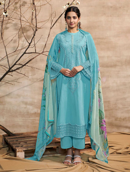 Kimora Cotton Satin Unstitched Suit Set Dress Material Kimora