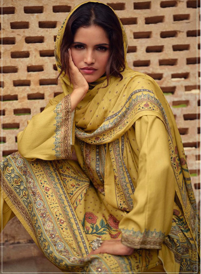 Pure Viscose Pashmina Shimmer Unstitched Winter Salwar Suit Set