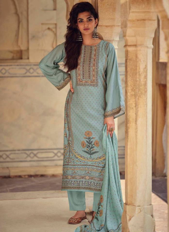 Pure Viscose Pashmina Shimmer Winter Unstitched Salwar Suit Fabric