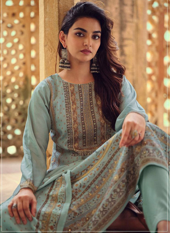 Pure Viscose Pashmina Shimmer Winter Unstitched Salwar Suit Fabric