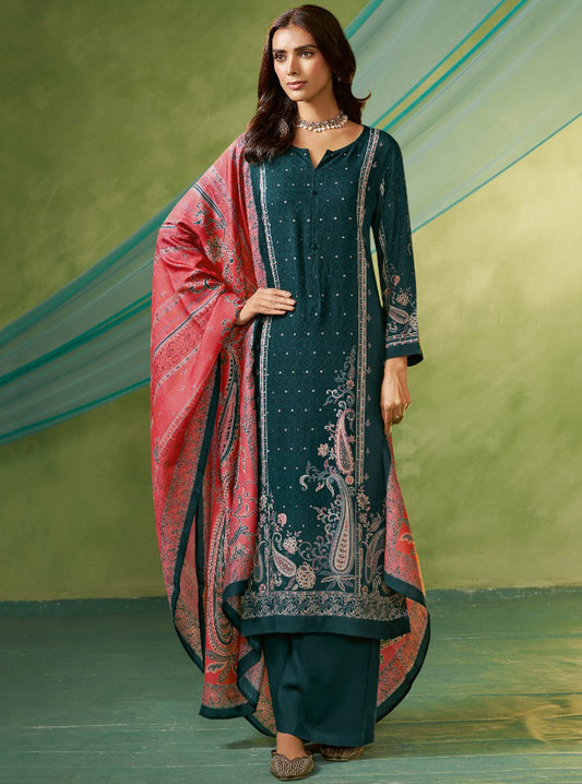 Pashmina Winter Wear Unstitched Salwar Suit Material for Women