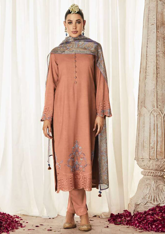 Kimora Pure Pashmina Winter Suit Dress Material with Silk Dupatta