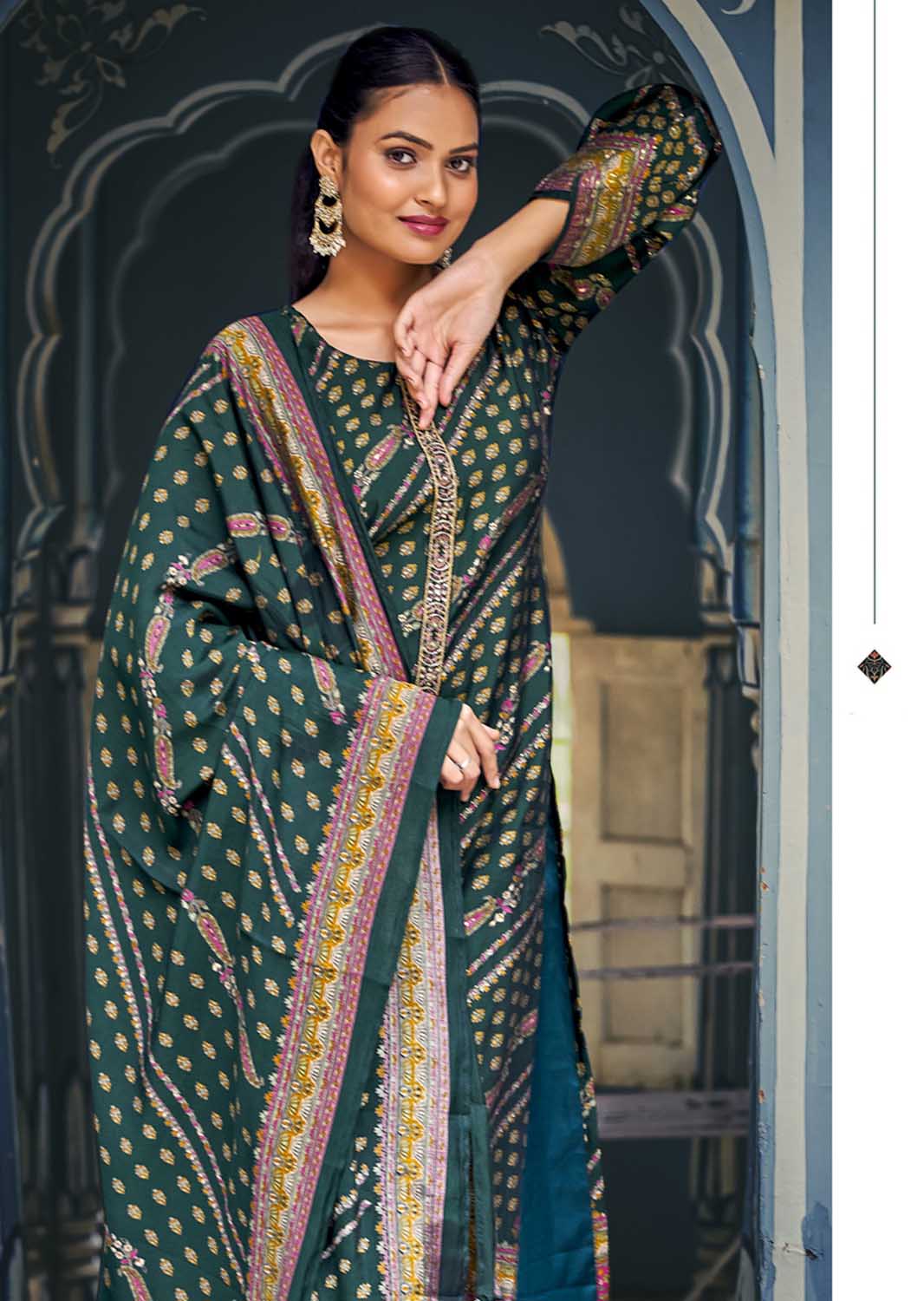 Kilory Party Wear Muslin Green Unstitched Women Suit Dress Material Kilory Trends