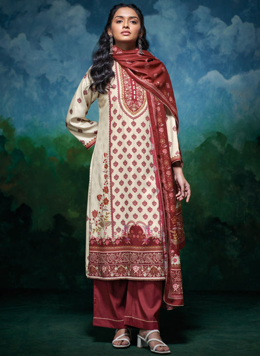 Ganga Pashmina Unstitched Winter Salwar Suit Material for Women