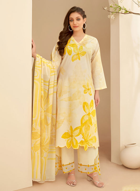 Sahiba Pure Cotton Unstitched Suit Material with Dupatta for Women