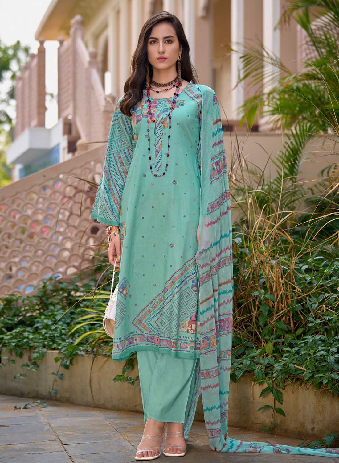 Women's Pure Lawn Cotton Unstitched Salwar Suit Material with Dupatta