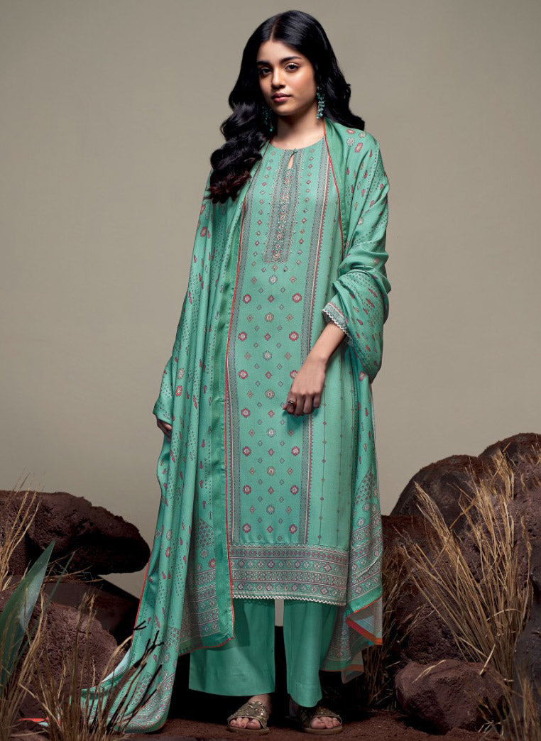 Ganga Woolen Pashmina Winter Unstitched Salwar Suit Set Dress Material