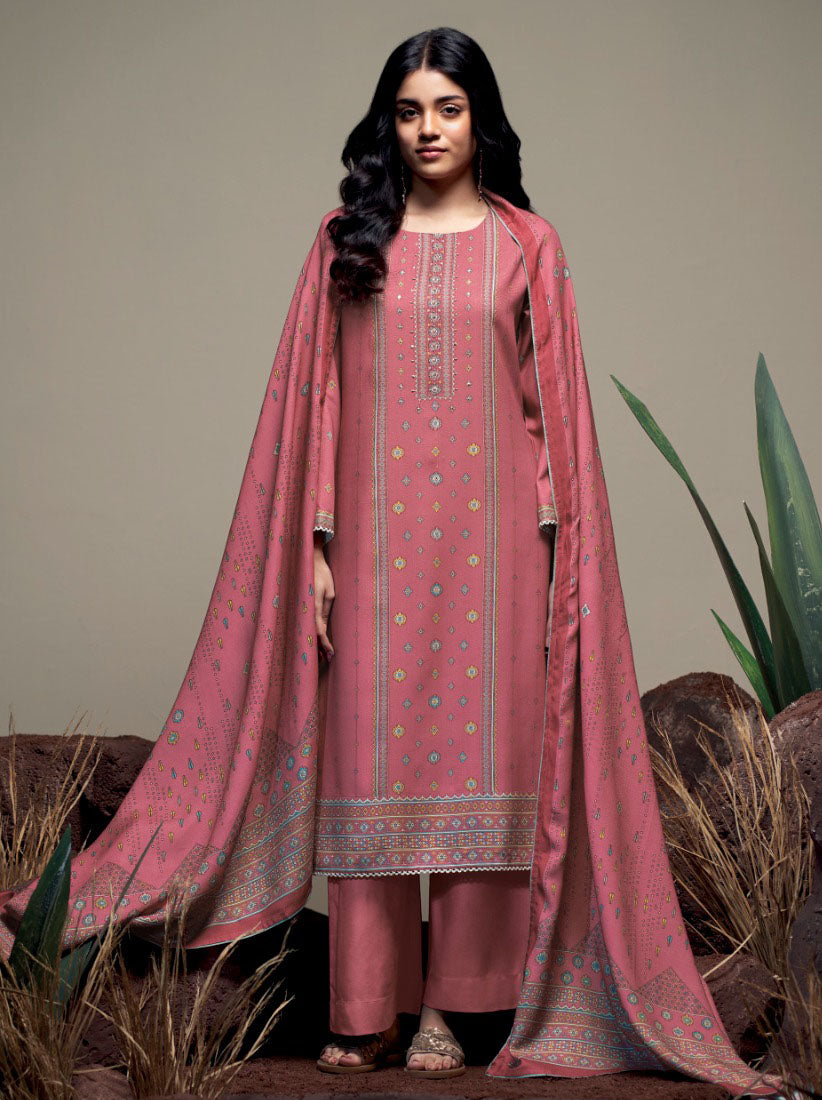 Ganga Woolen Pashmina Winter Unstitched Suit Set Fabric for Women