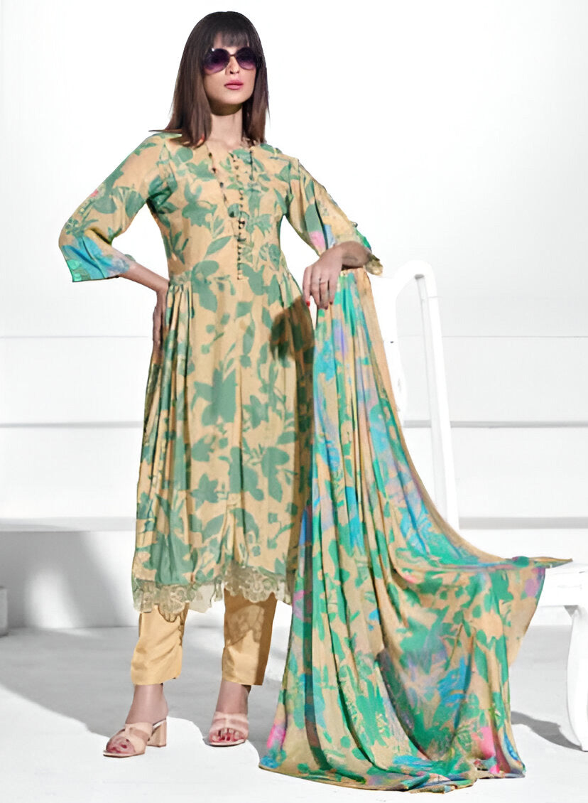 Party Wear Pure Muslin Unstitched Suit Dress Material for Women