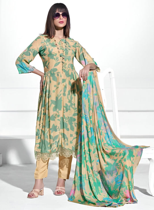 Party Wear Pure Muslin Unstitched Suit Dress Material for Women