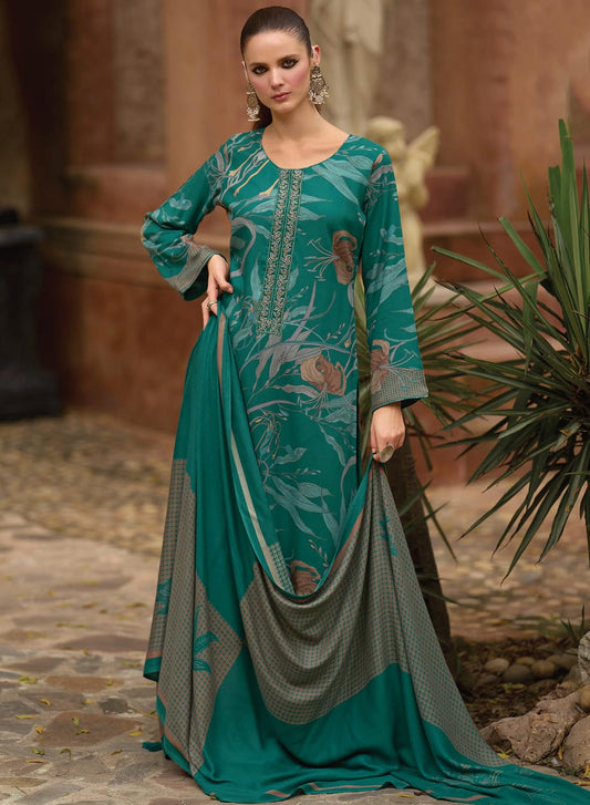 Fancy Pashmina Printed Unstitched Winter Salwar Suit Dress Material