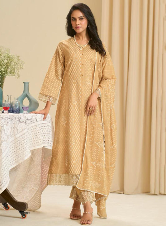 Pure Cambric Cotton Unstitched Suit Set Dress Material with Embroidery