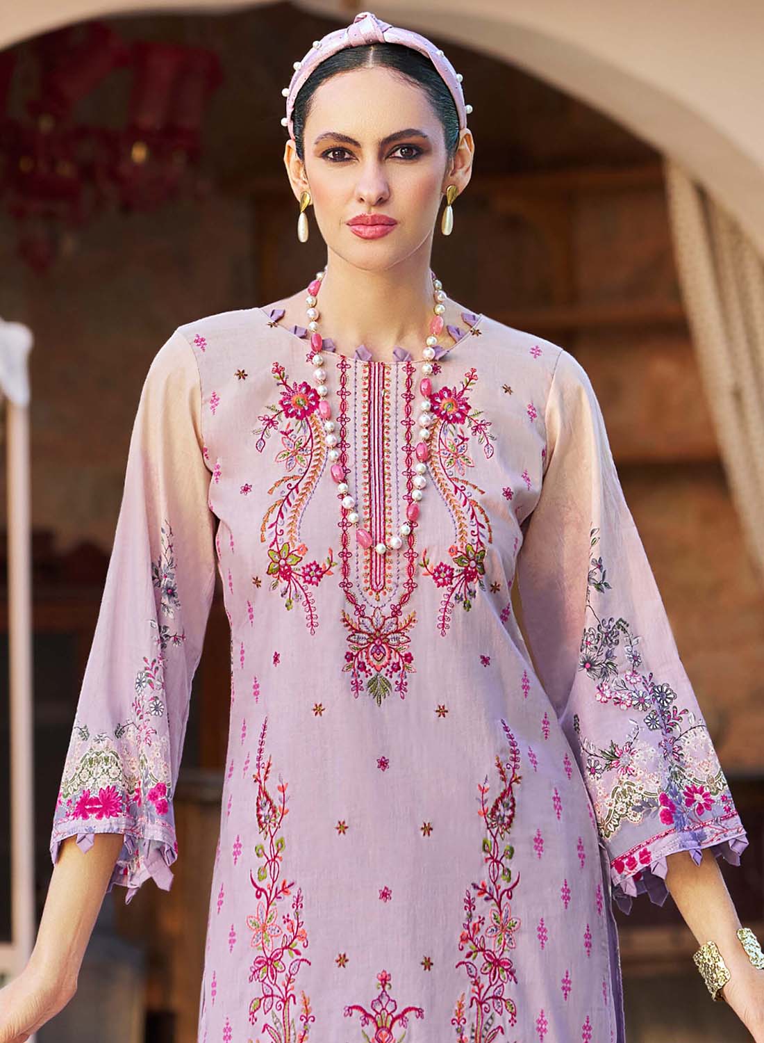 Pure Cotton Pakistani Print Unstitched Salwar Suit Material with Embroidery