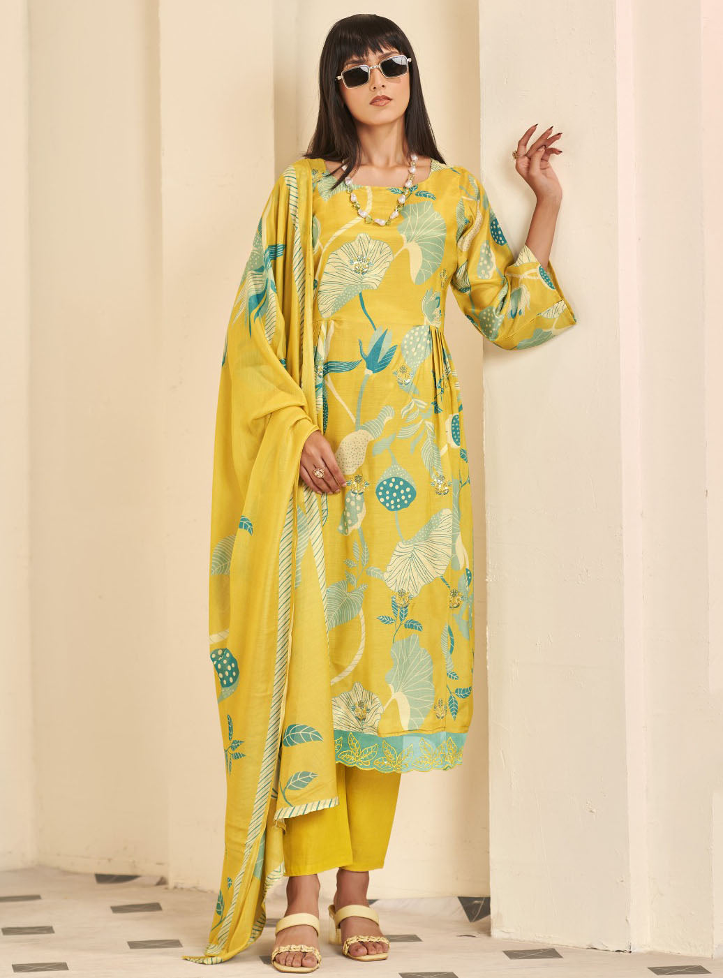 Party Wear Pure Muslin Unstitched Salwar Suit Dress Material for Women