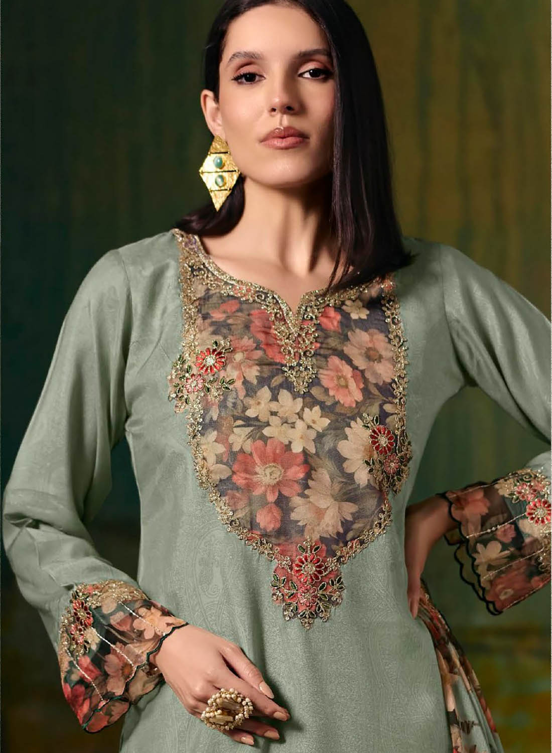 Party Wear Muslin Unstitched Salwar Suit Set Material for Women