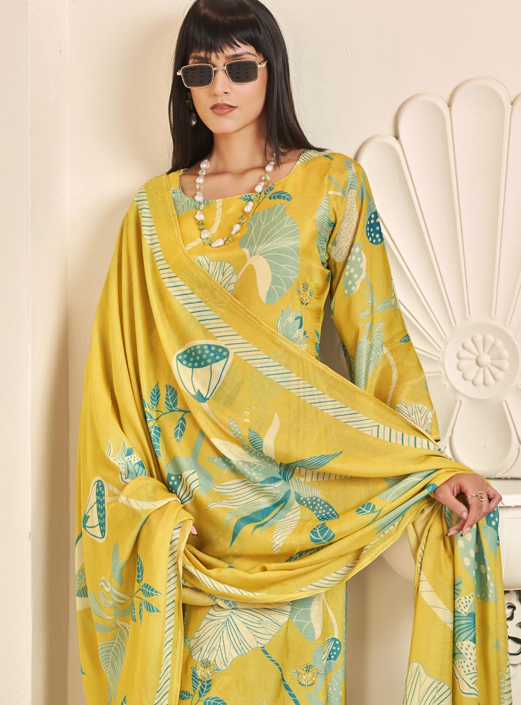 Party Wear Pure Muslin Unstitched Salwar Suit Dress Material for Women