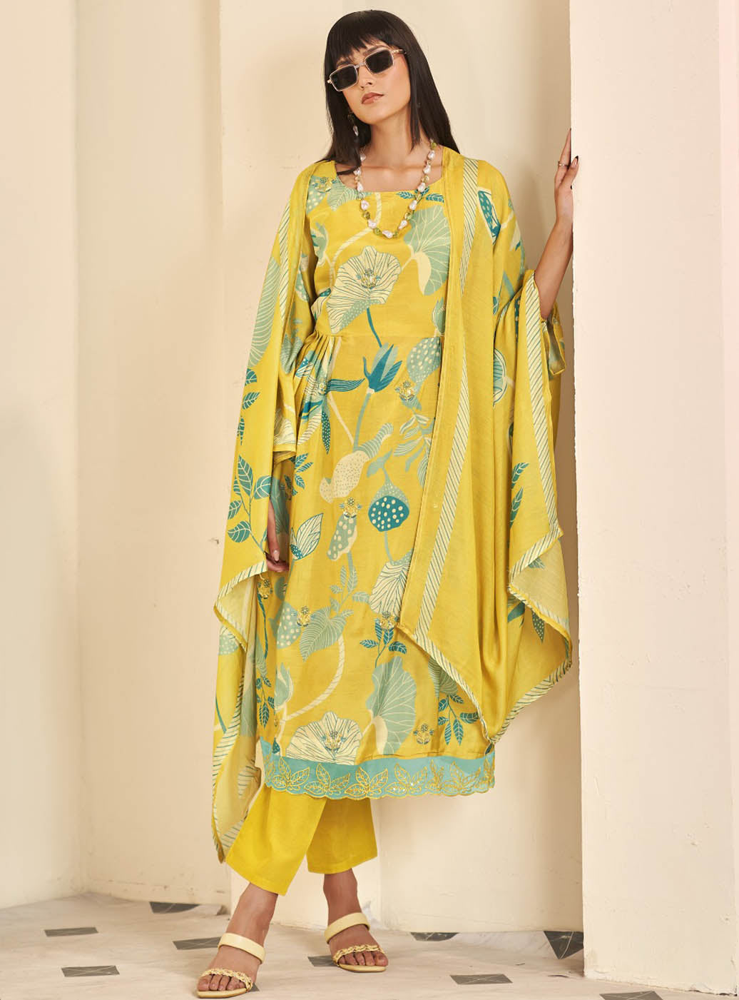 Party Wear Pure Muslin Unstitched Salwar Suit Dress Material for Women