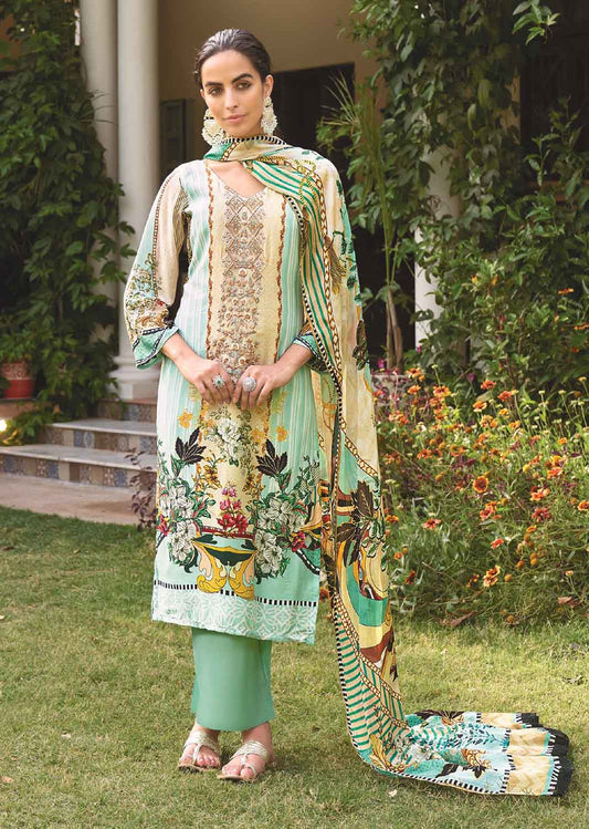 AQSA Unstitched Cotton Pakistani Salwar Suit Material with Embroidery AQSA