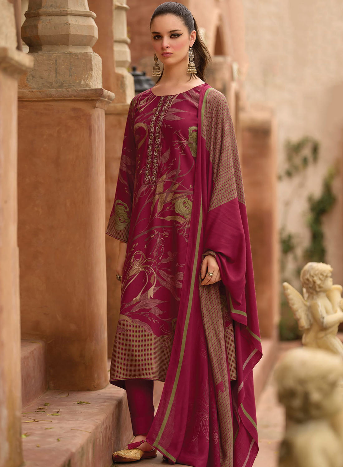 Fancy Pashmina Unstitched Winter Salwar Suit Set Dress Material