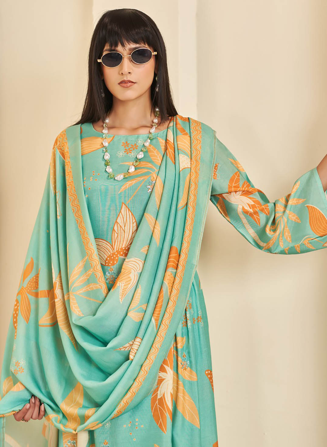 Party Wear Pure Muslin Unstitched Salwar Suit Fabric Material for Women