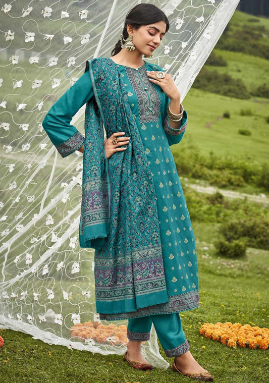 Belliza Pashmina Kaani Jacquard Winter Suit Fabric for Women Belliza