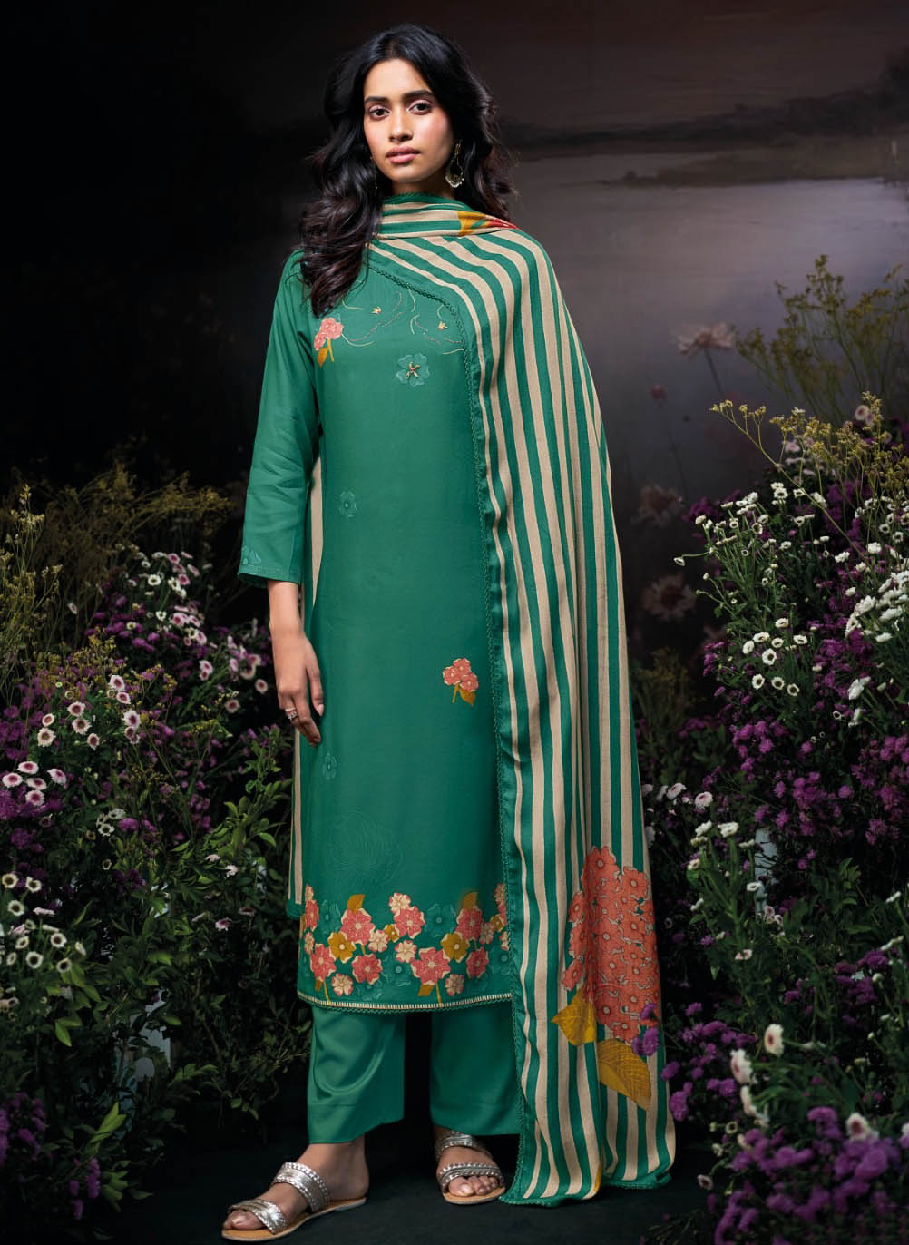 Ganga Woolen Pashmina Winter Unstitched Salwar Suit Set Material