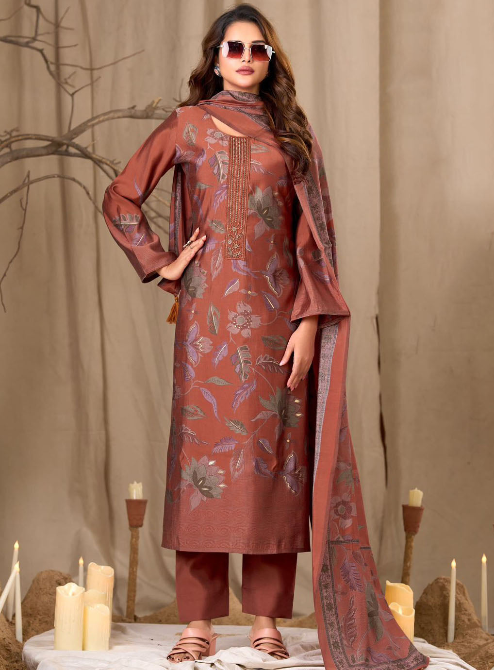 Muslin Silk Unstitched Salwar Suit Fabric Material for Women