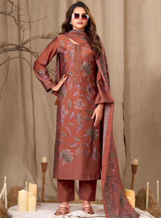 Muslin Silk Unstitched Salwar Suit Fabric Material for Women