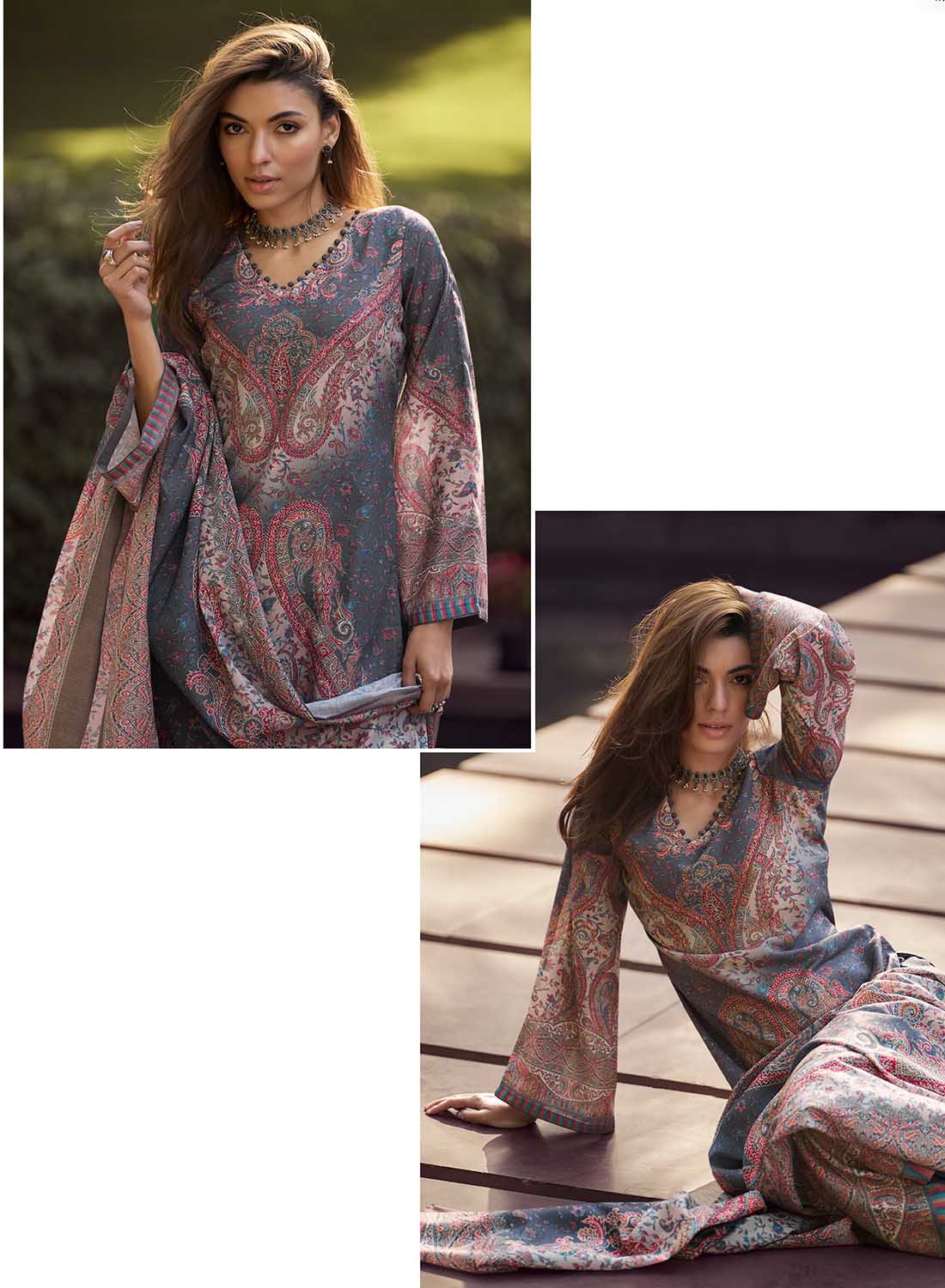 Mumtaz Arts Printed Pure Cambric Cotton Unstitched Suit Dress Material