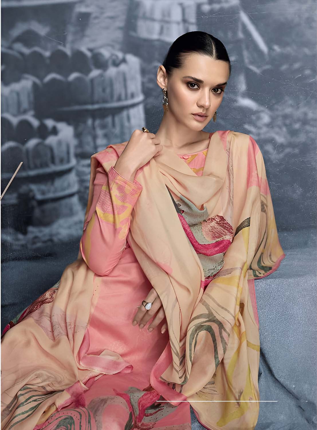 Pure Jam Silk Printed Unstitched Salwar Suit Material for Women