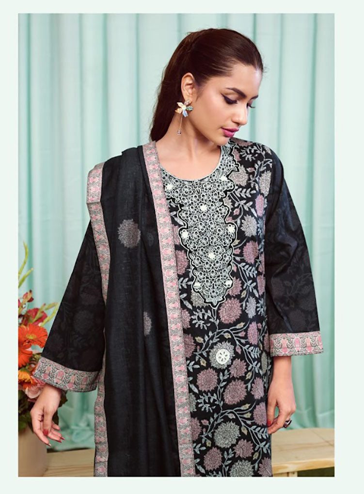 Sahiba Pure Cotton Unstitched Suit Material with Embroidery for Women