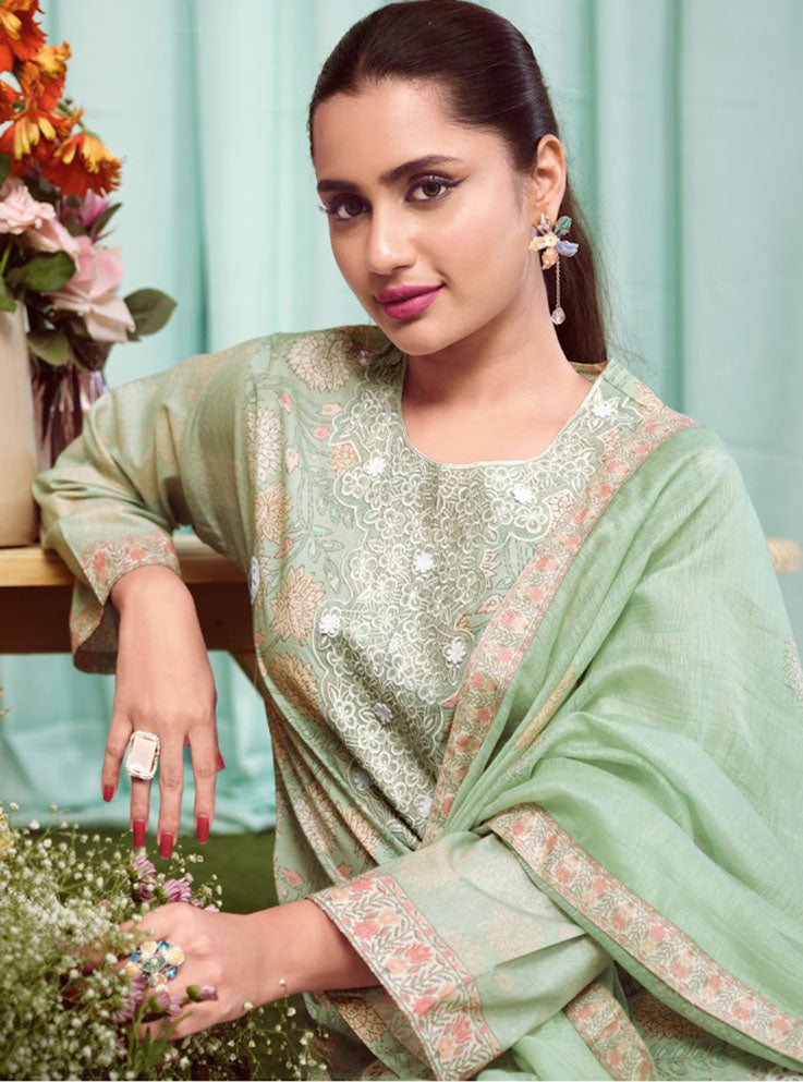 Sahiba Pure Cotton Unstitched Suit Dress Material with Embroidery